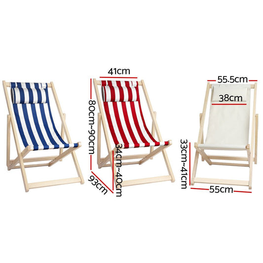 Outdoor Furniture Sun Lounge Wooden Beach Chairs Deck Chair Folding Patio - Direct On Sale