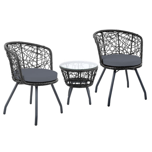 Outdoor Patio Chair and Table - Black - Direct On Sale