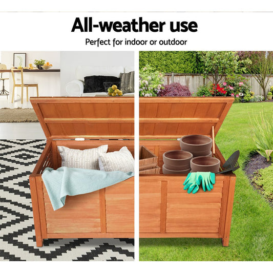Outdoor Storage Bench Box 210L Wooden Patio Furniture Garden Chair Seat - Direct On Sale