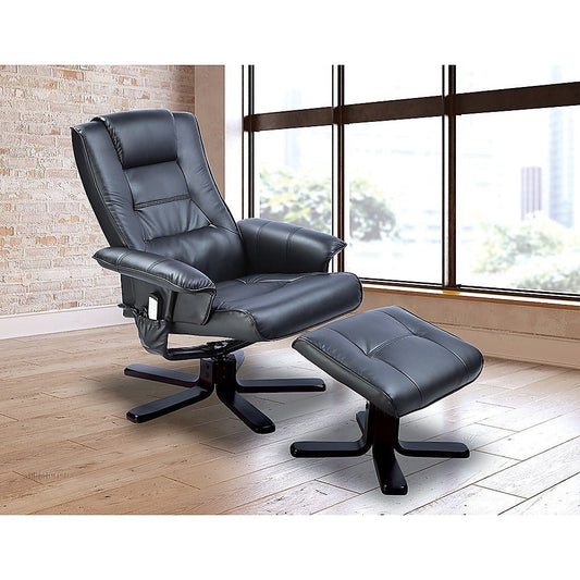 PU Leather Massage Chair Recliner Ottoman Lounge Remote - Direct On Sale