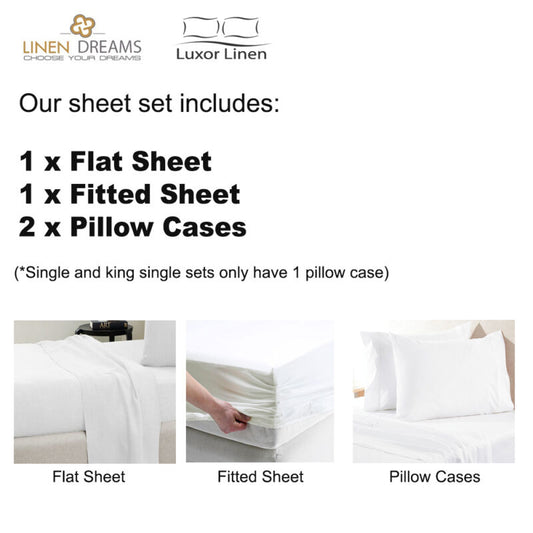 1000TC Egyptian Cotton Flat + Fitted Sheet Set
