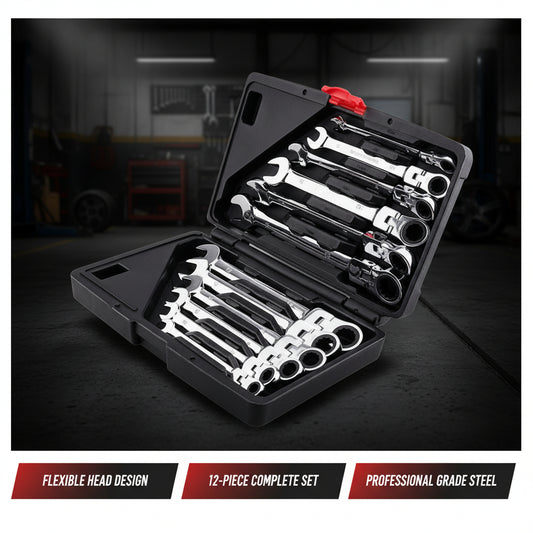12 Piece Flexible Head Ratchet Spanner Set - Direct On Sale