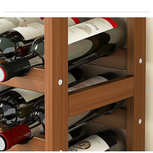 Wine Rack Free Standing 15 Bottles with 6 Glasses Holder Bamboo Wine Storage - Direct On Sale