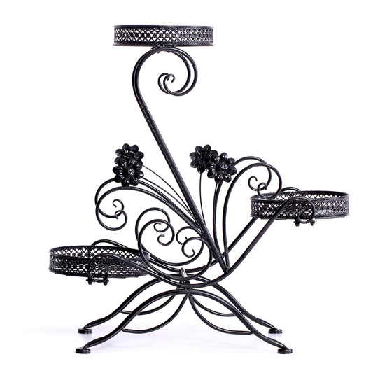 Levede Plant Stand Outdoor Indoor Metal Black-2018816658419879937