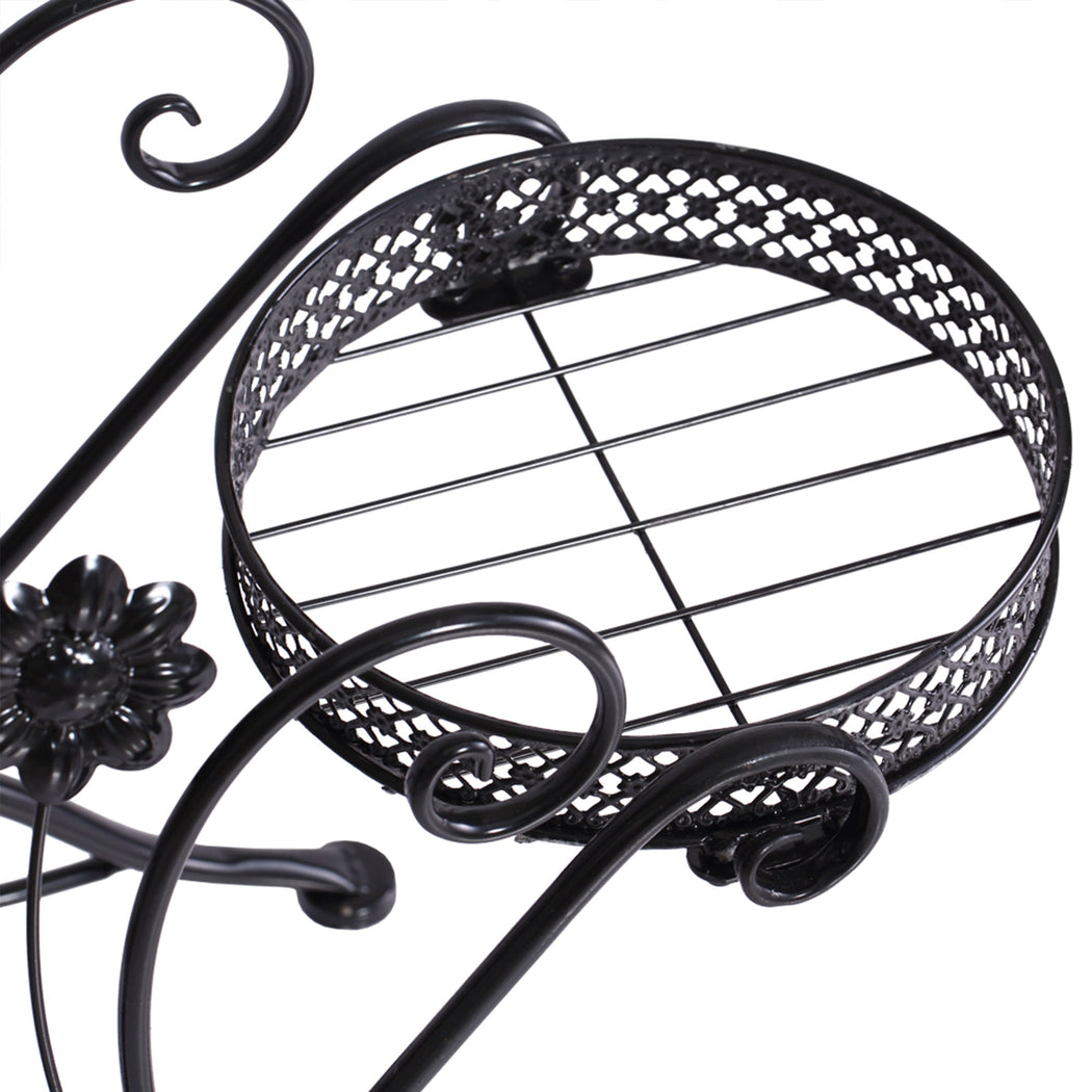 Levede Plant Stand Outdoor Indoor Metal Black-2018816658419879940