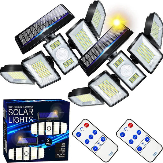 300 LED solar security light with motion sensor