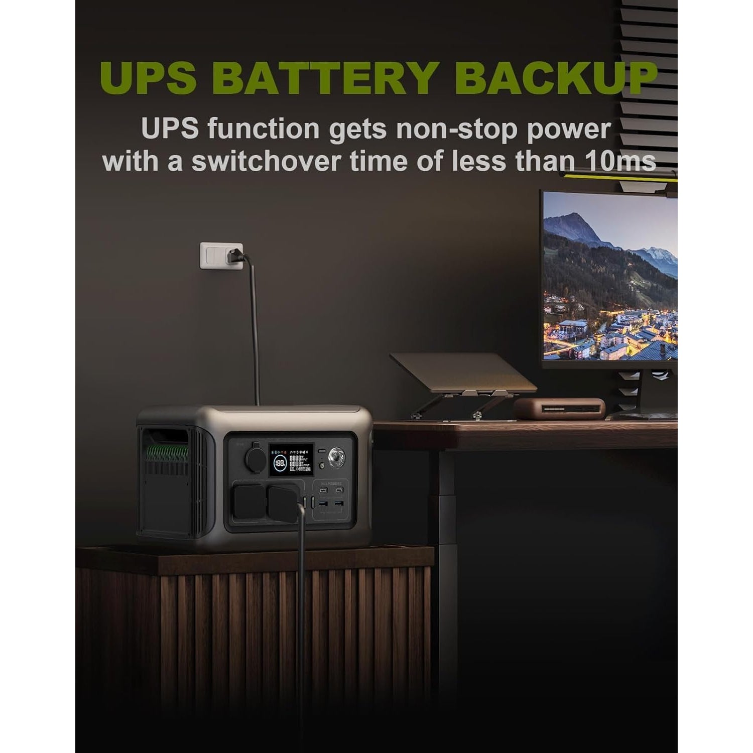 Power station powering appliances during a blackout
