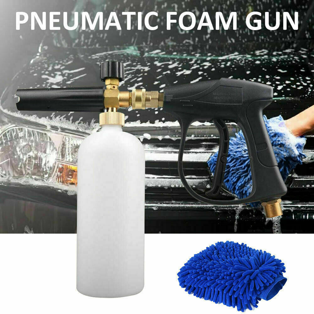 Snow foam lance producing thick foam on a car
