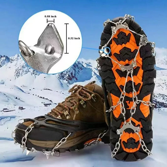 8-tooth stainless steel ice grips for shoes in black