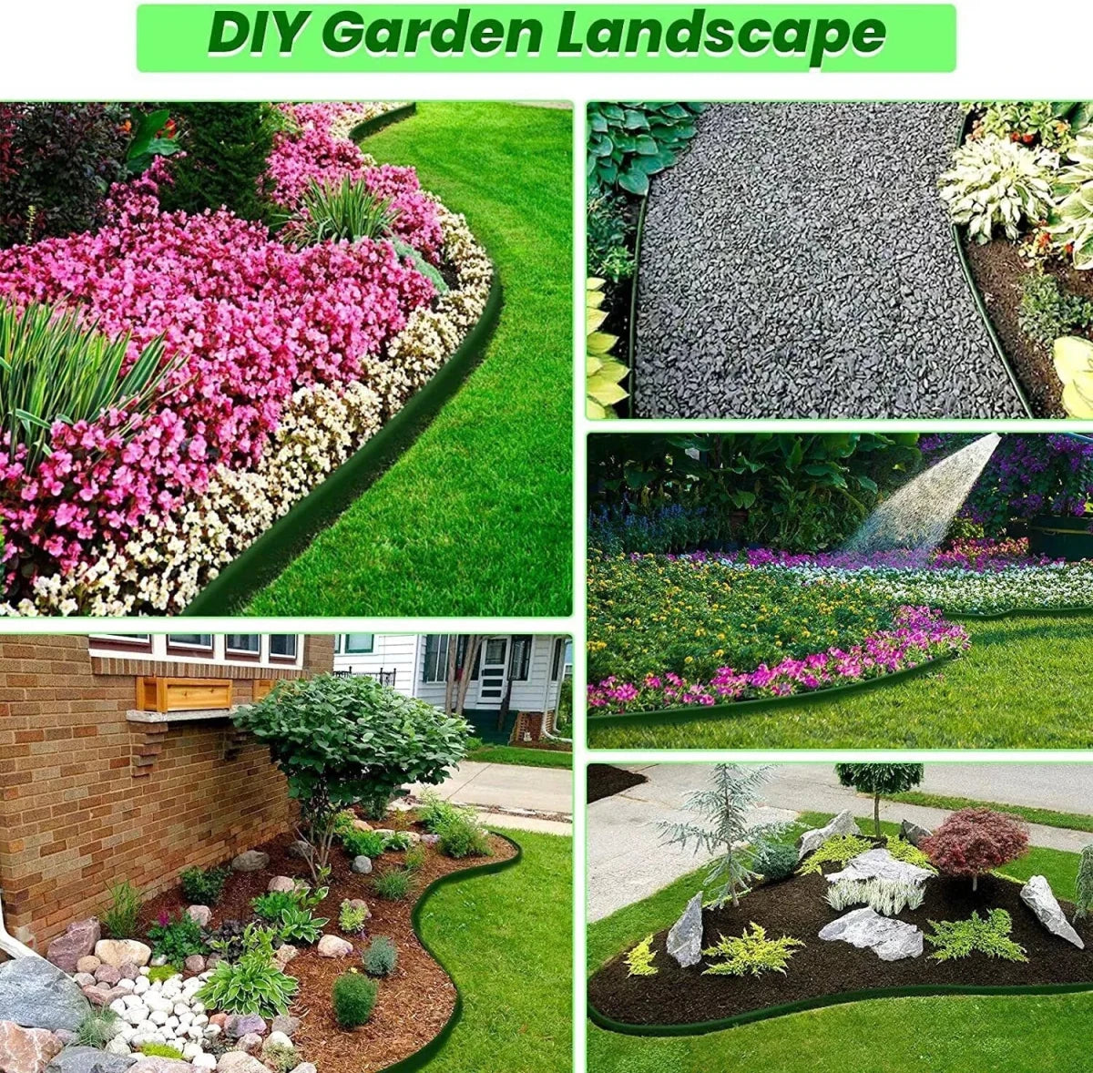 10M - 50M Flexible Garden Bed Edging Lawn Grass Border Paving Edge Liner With Pegs - Direct On Sale