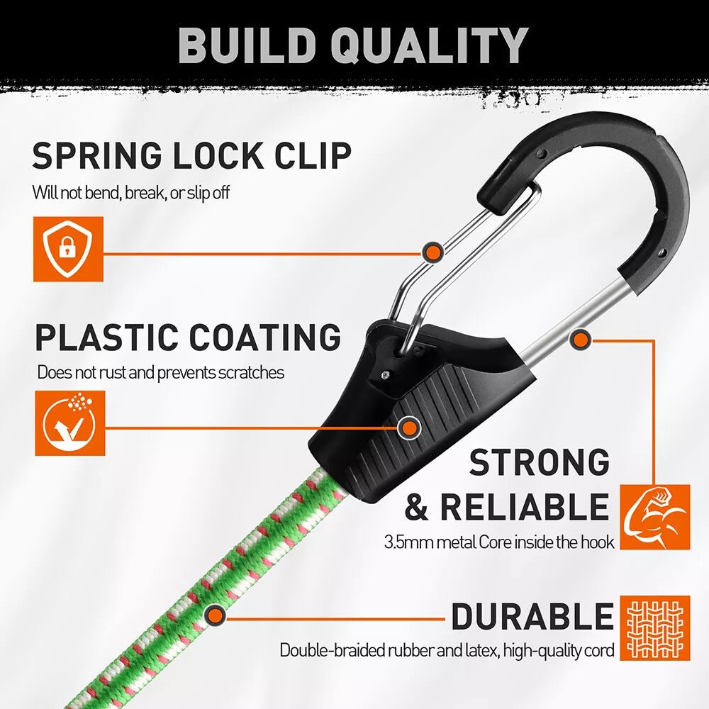 10Pcs Bungee Cords With Hook 40"/1m Outdoor Elastic Bungee Straps Luggage - Direct On Sale