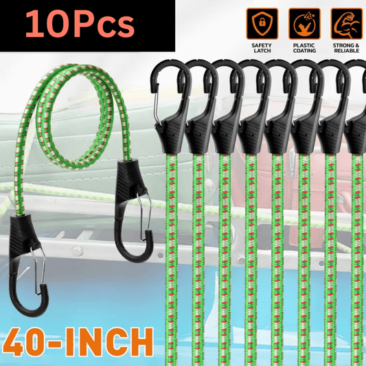 10Pcs Bungee Cords With Hook 40"/1m Outdoor Elastic Bungee Straps Luggage - Direct On Sale