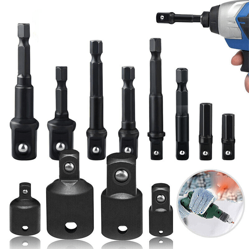 12Pc Drill Socket Adapter Set Impact Nut Driver Hex Extension Bit 1/4" 3/8" 1/2" - Direct On Sale