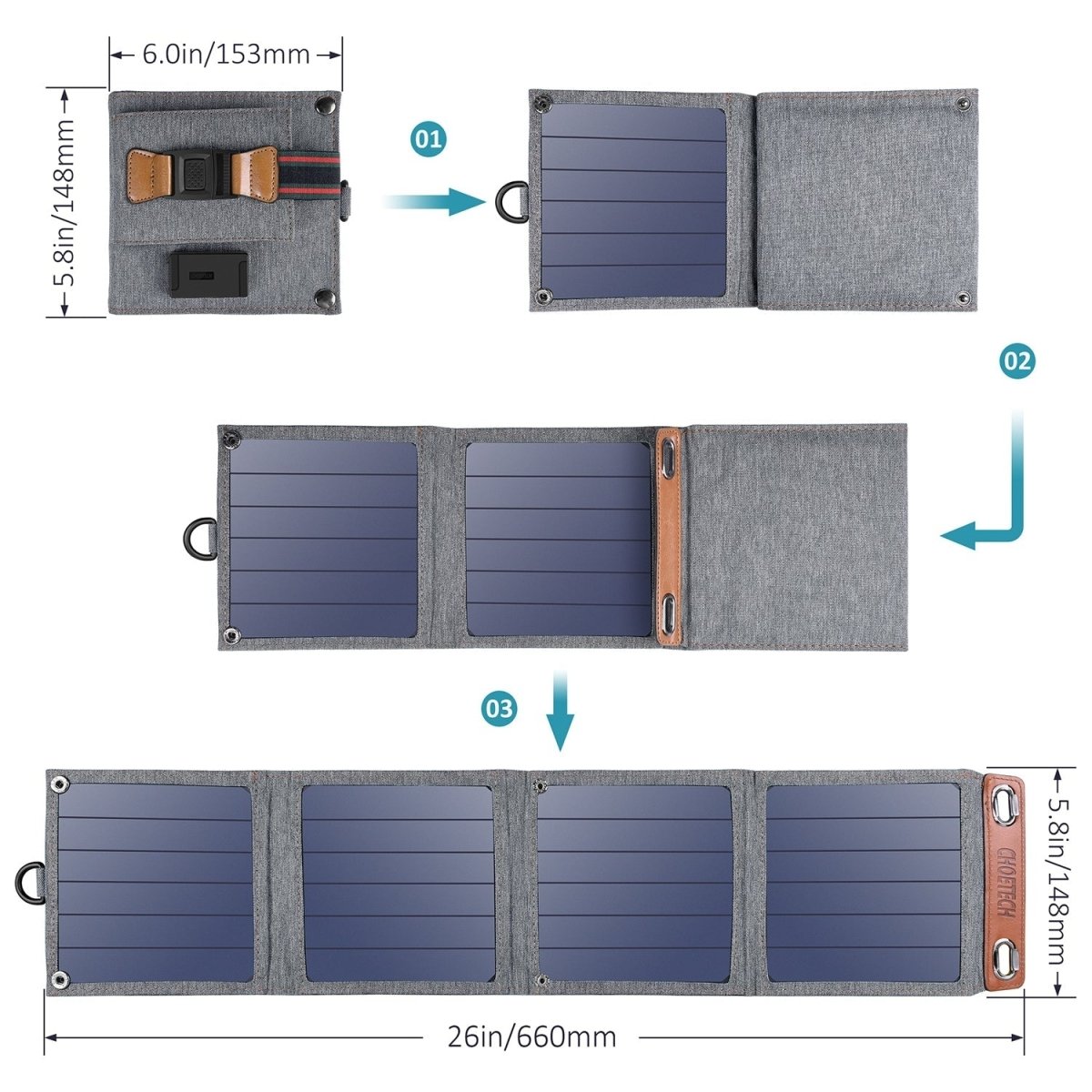 14W USB Foldable USB Solar Powered Charger - Direct On Sale