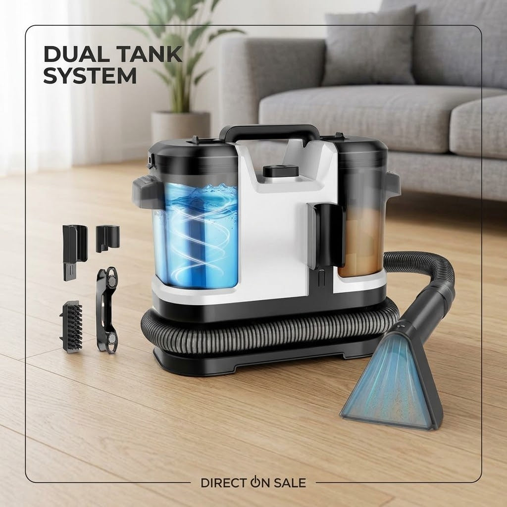 Portable Carpet and Upholstery Spot Cleaner, Wet and Dry, Dual Tank