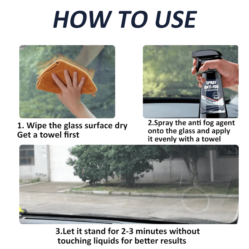 Anti-fog spray used on a bathroom mirror to prevent condensation
