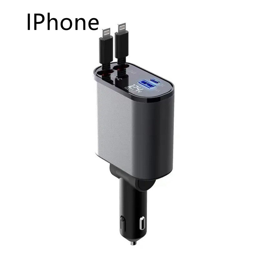 Car charger retractable cable extended to 800mm