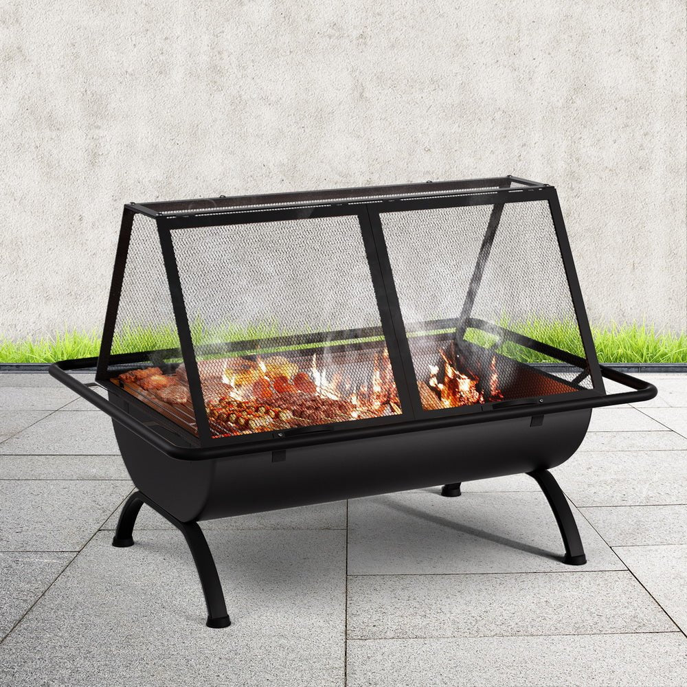 2 - in - 1 Fire Pit BBQ Grill Outdoor Fireplace Steel - Direct On Sale