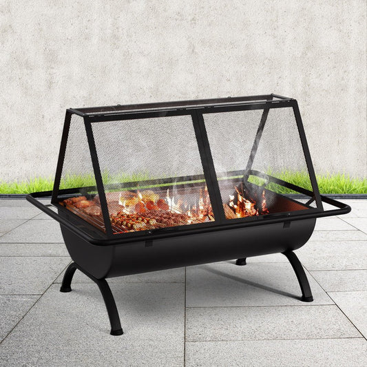 2 - in - 1 Fire Pit BBQ Grill Outdoor Fireplace Steel - Direct On Sale