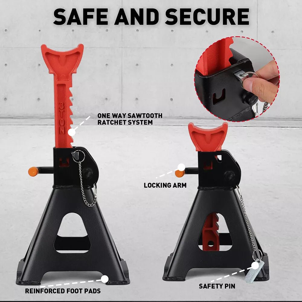 2 - Piece 3Ton/6000lbs Jack Stands Double Lock Adjustable Truck Ratchet Lift Hoist - Direct On Sale