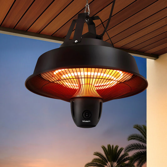 Black 2000W ceiling-mounted infrared patio heater