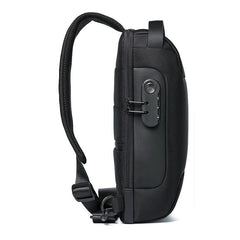 Men's Waterproof Anti-Theft Oxford Crossbody Sling Backpack with USB Port Charger- Black_4