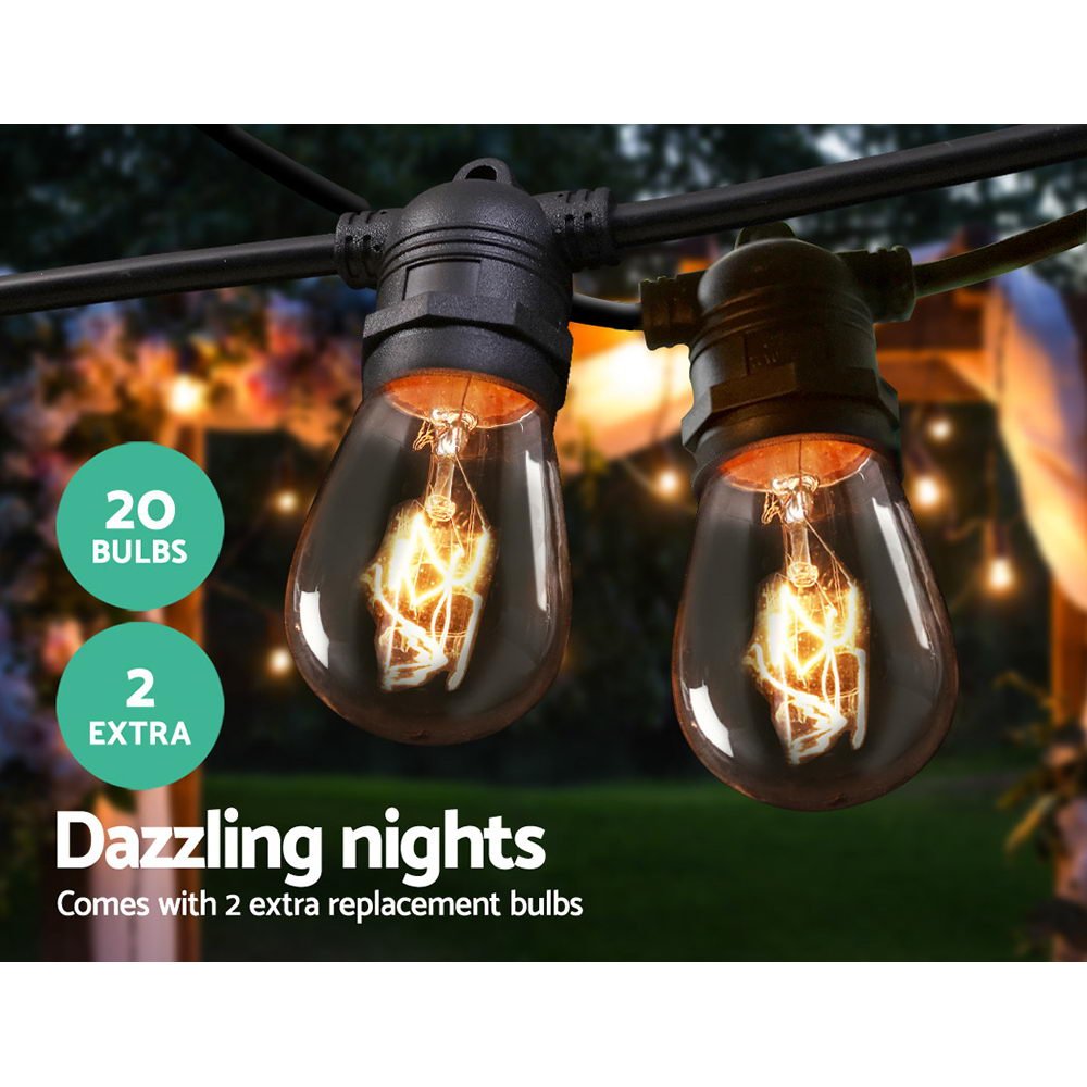 20m LED Festoon String Lights Outdoor Christmas Wedding Waterproof Garden Decor - Direct On Sale