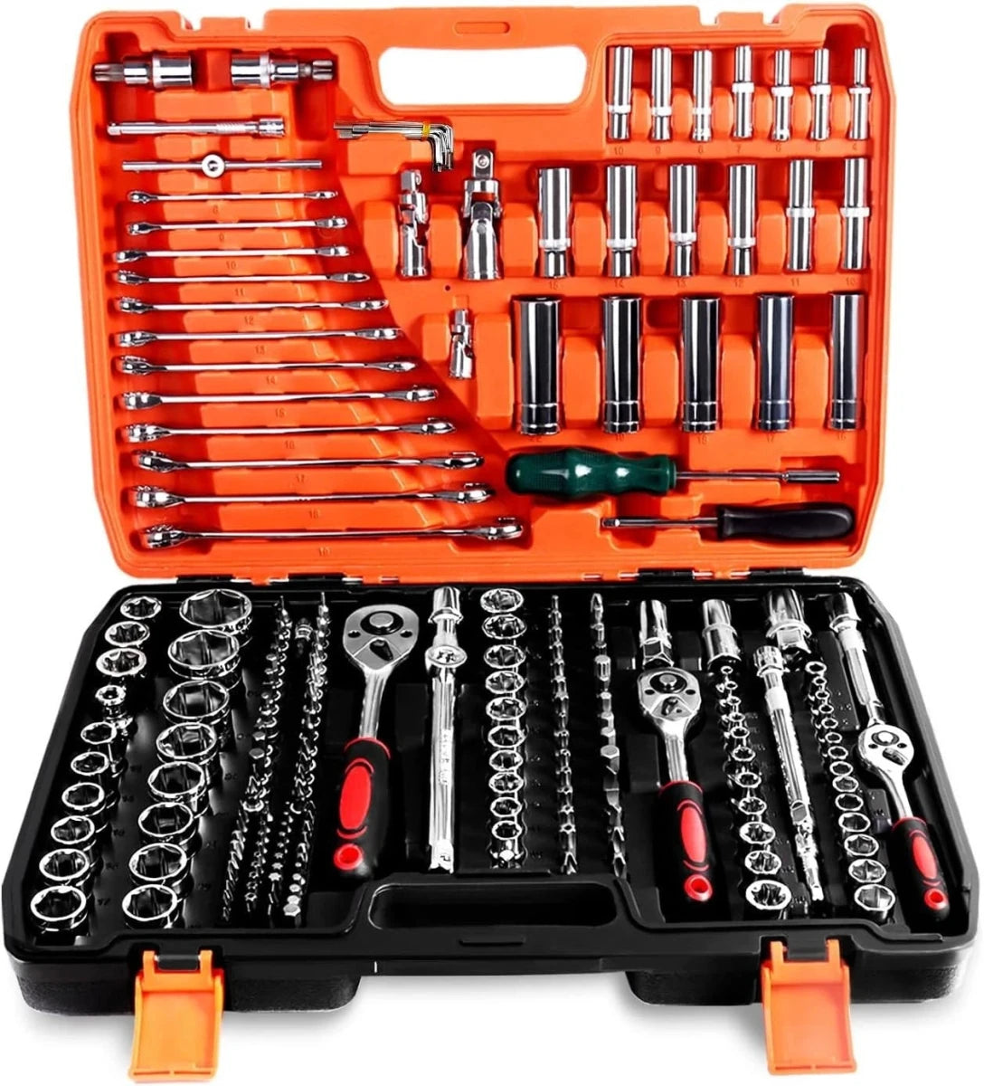 216 - Piece Tool Set with Case - Mechanics Tool Kit with 1/4" & 3/8" Drive Sockets - Direct On Sale