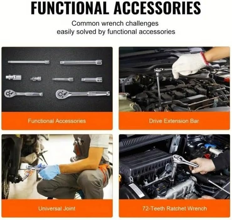 216 - Piece Tool Set with Case - Mechanics Tool Kit with 1/4" & 3/8" Drive Sockets - Direct On Sale