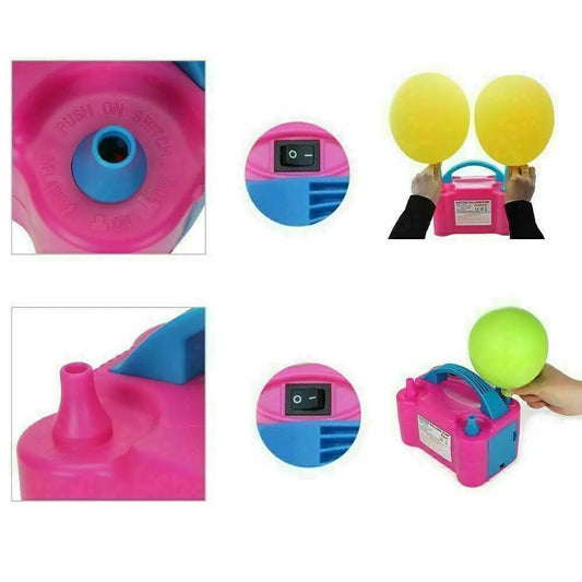 Electric Balloon Pump Inflator 2 Nozzles Plug Air 600W High Power Portable Balloon Accessories Suitable for Party Weddings
