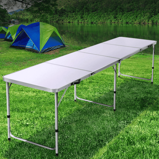 240cm Folding Camping Table Adjustable Height Aluminium Table - Direct On Sale