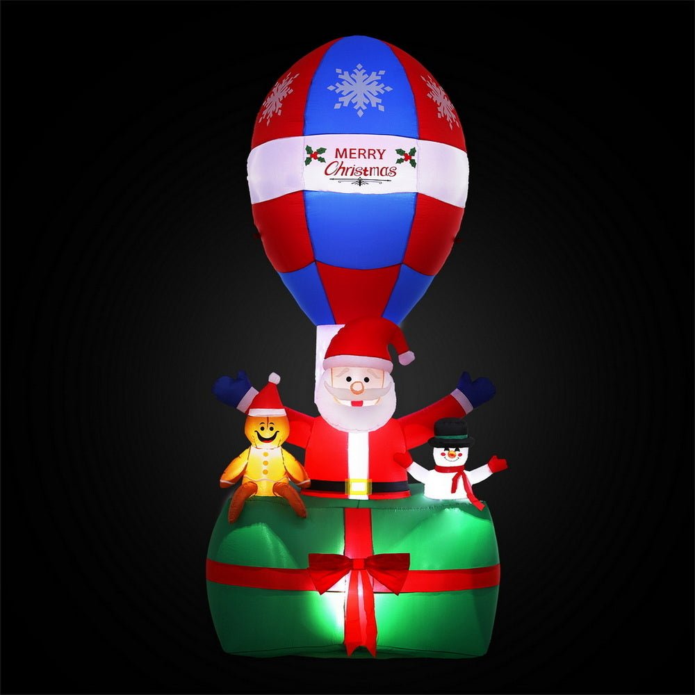 2.8m Christmas Inflatable Santa in Hot Air Balloon with Lights – Indoor/Outdoor Decoration - Direct On Sale