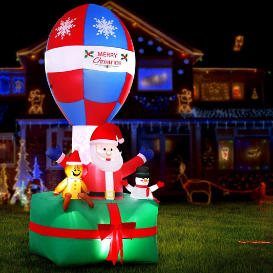 2.8m Christmas Inflatable Santa in Hot Air Balloon with Lights – Indoor/Outdoor Decoration - Direct On Sale