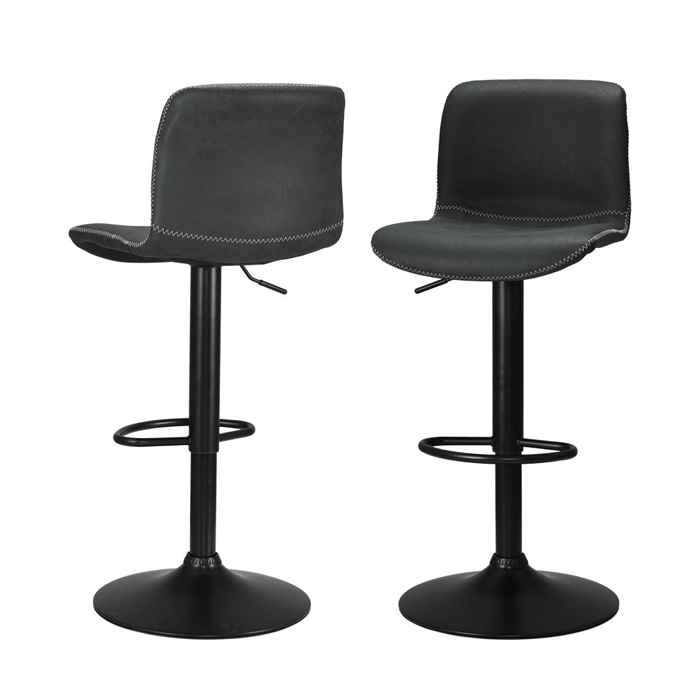 2x Bar Stools Kitchen Swivel Bar Stool Gas Lift Chairs Barstools Black - Direct On Sale