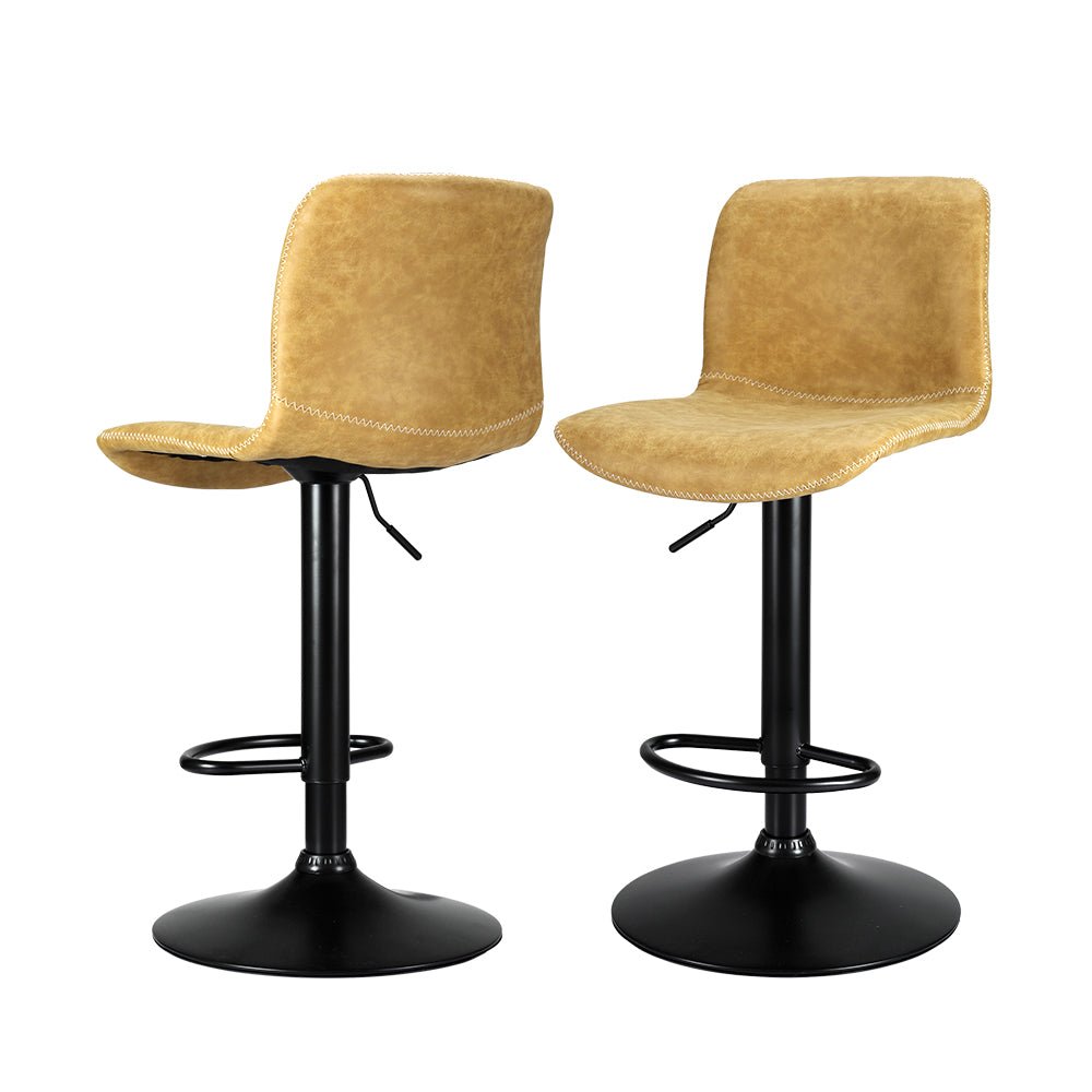 2x Bar Stools Kitchen Swivel Bar Stool Gas Lift Chairs Barstools Brown - Direct On Sale