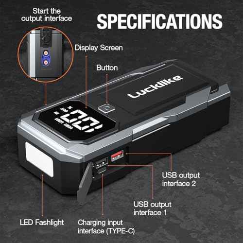 3000A Peak Current Car Battery Jump Starter with Power Bank - Direct On Sale