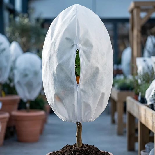 Premium Plant Cover with Zipper Drawstring Frostproof Cover Outdoor Plant Frosted Blanket Shrub Fruit Tree Protection Advanced