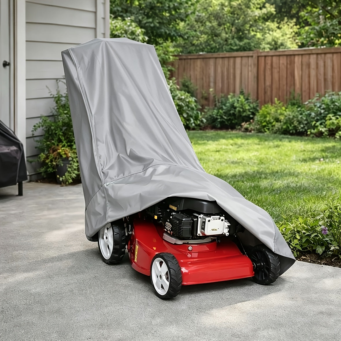 Blue universal-fit push mower cover
