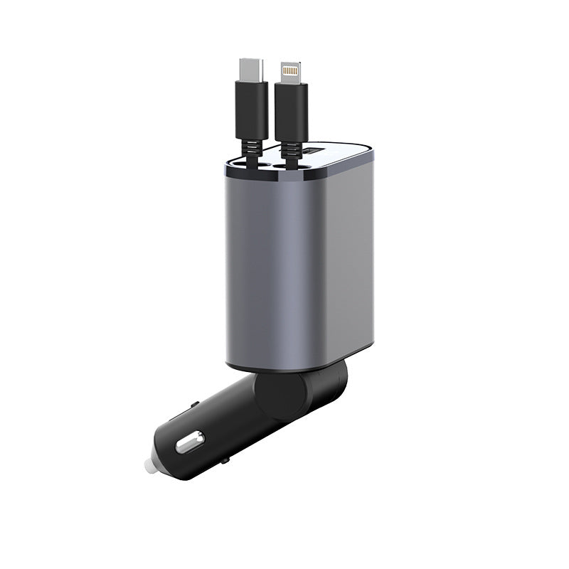Dual-cable car charger with USB-C cables
