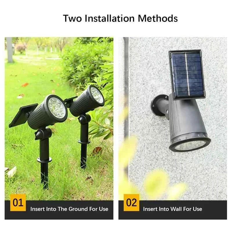 Solar LED Spotlight for Outdoor Garden Landscape Lighting Waterproof Solar Powered Spot Lights for Garden Lawn Yard Walkway