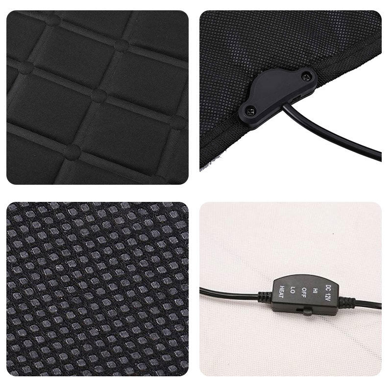 Black 12V heated seat cushion suitable for cars, SUVs and utes