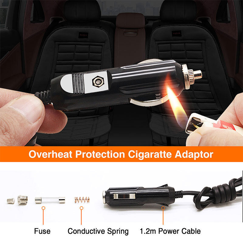 Heated car seat cover controller with temperature settings