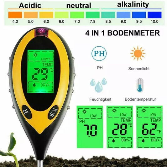 4 in 1 Soil PH Tester Moisture Sunlight Light Test Meter for Garden Plant Lawns - Direct On Sale