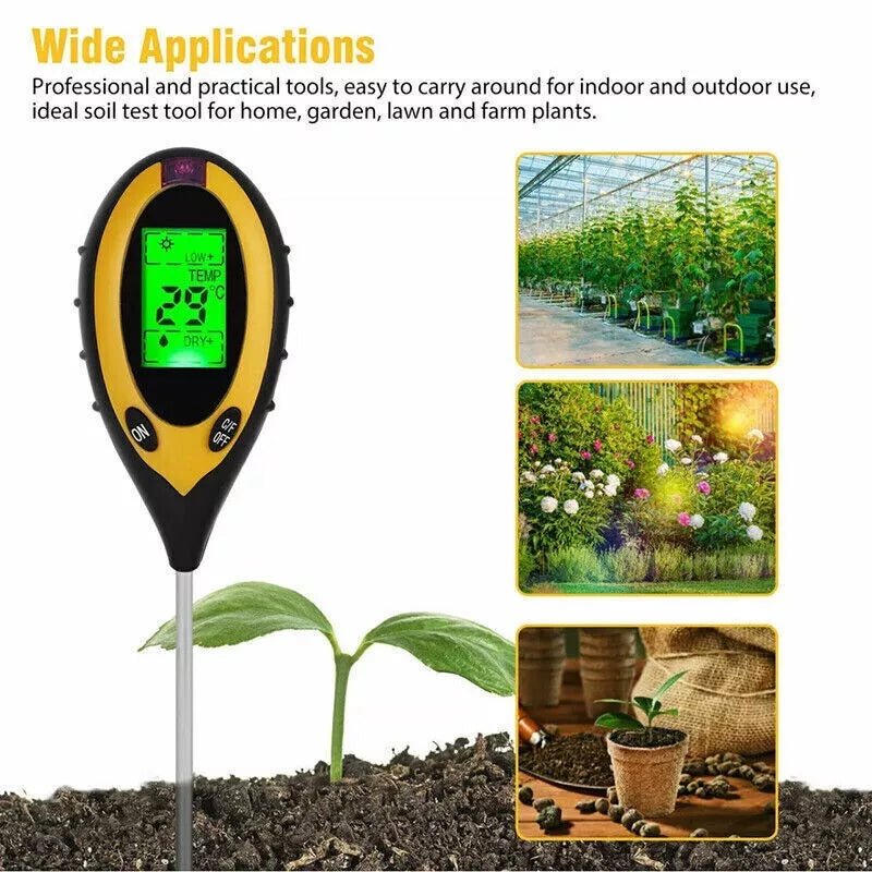 4 in 1 Soil PH Tester Moisture Sunlight Light Test Meter for Garden Plant Lawns - Direct On Sale