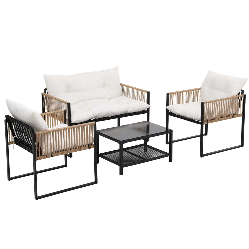 4 Seater Outdoor Sofa Set 4PCS Table Chair Set Garden Patio Furniture - Direct On Sale