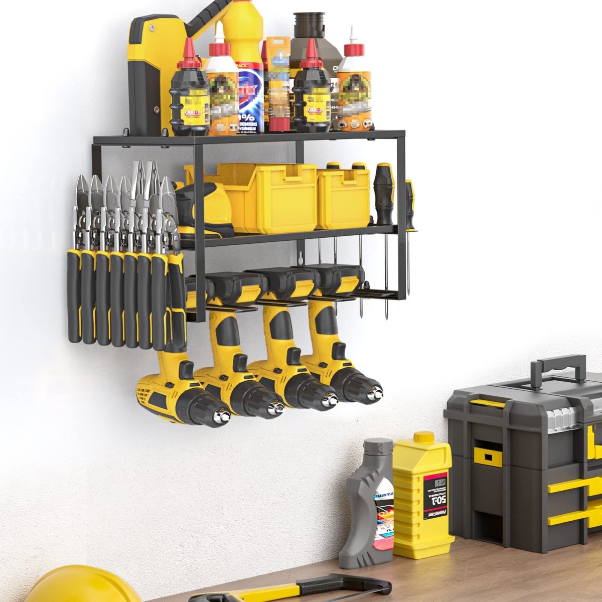 40cm Power Tool Organizer 4 Layers Garage Tool Storage Rack Workshop Tool Shelf Drill Pliers Hammer Rack - Direct On Sale