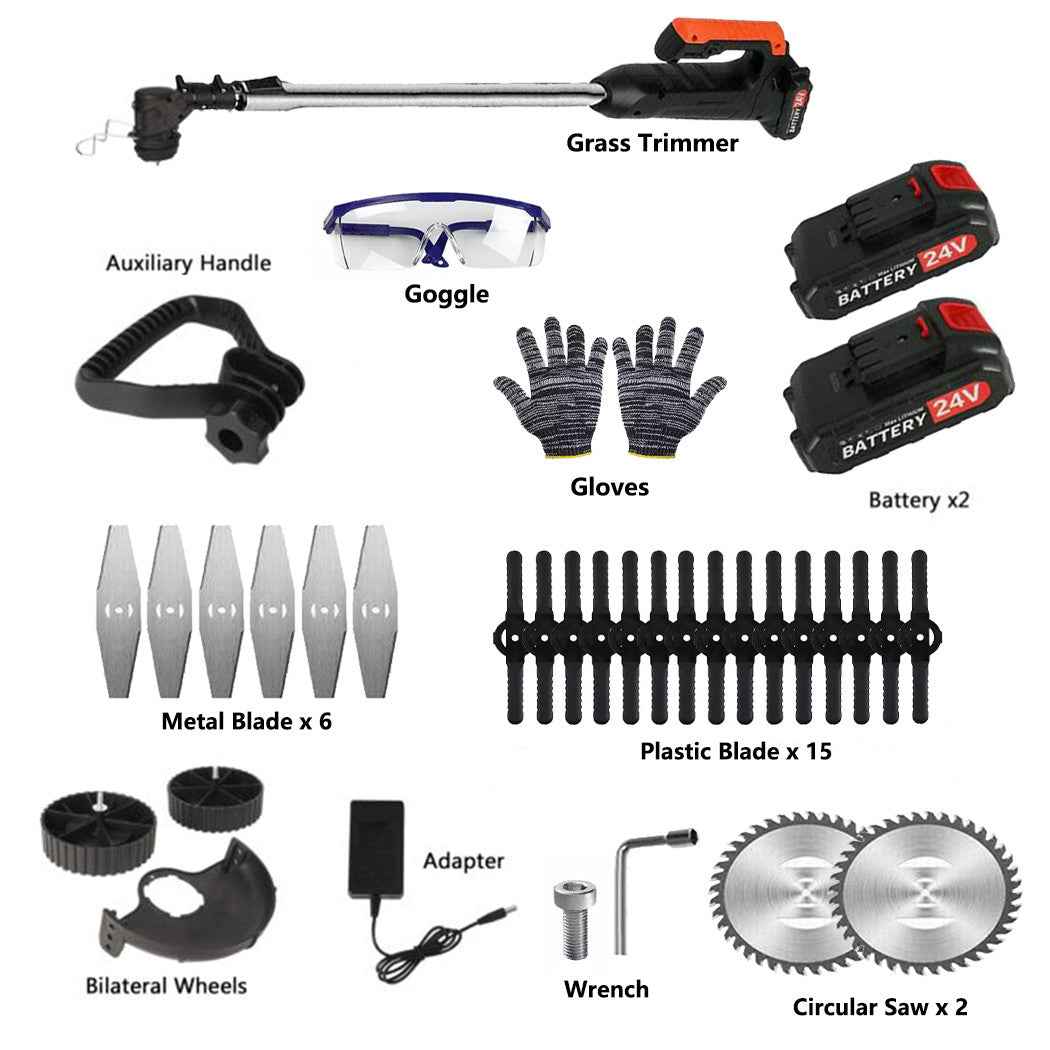 24V Electric Grass String Trimmer 3-in-1 Lawn Cutter Brush Mower Whipper Snipper 1300W