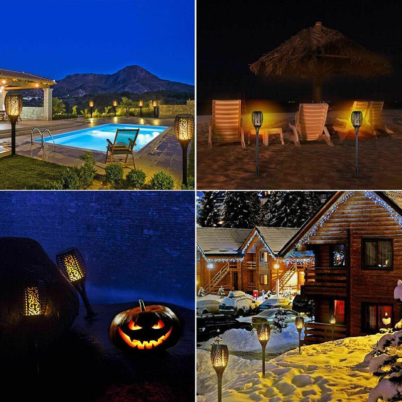 4x LED Solar Flickering Torch Path Light Dancing Flame Garden Landscape Lamp - Direct On Sale