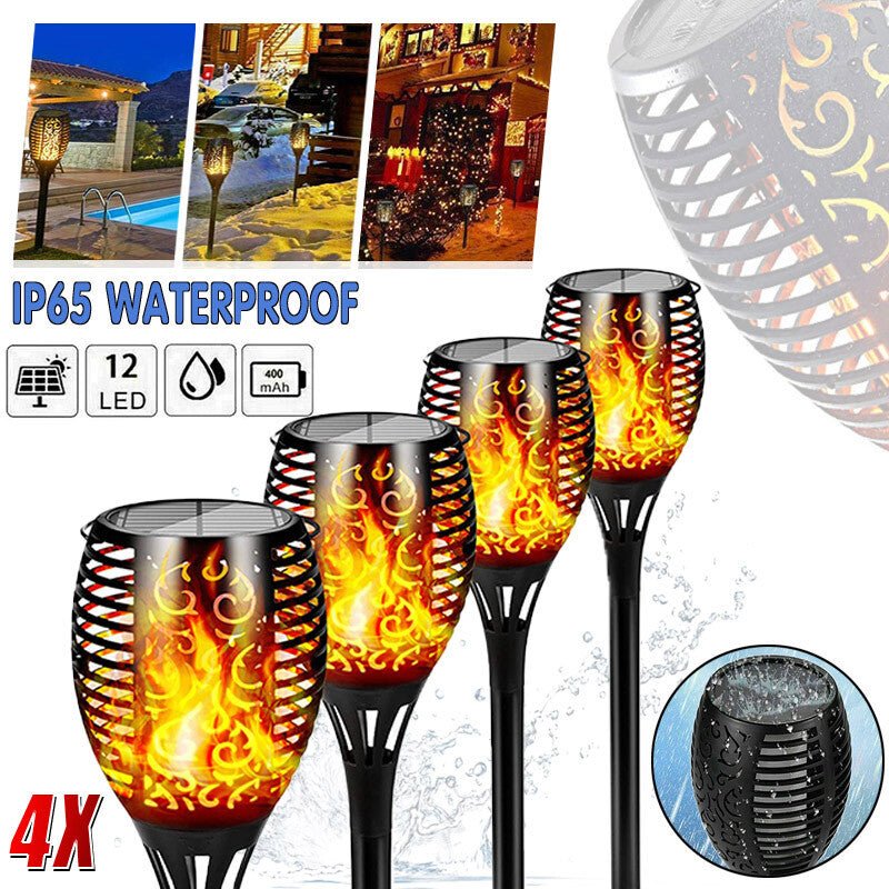 4x LED Solar Flickering Torch Path Light Dancing Flame Garden Landscape Lamp - Direct On Sale