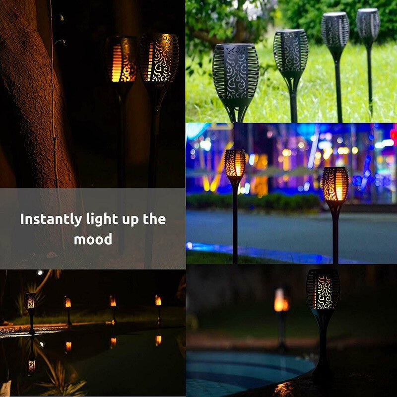 4x LED Solar Flickering Torch Path Light Dancing Flame Garden Landscape Lamp - Direct On Sale